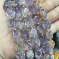 Amethyst Phantom Perlen 13-15mm - natuerlich & unbehandelt | Moss Crystal