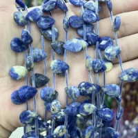 Blaustreifen-Achat Tropfen Facettiert Rueckseite | MossCrystal