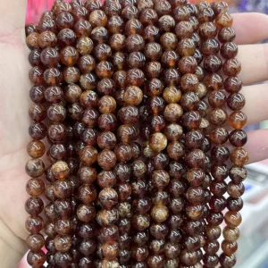 Granat Rundperlen - MossCrystal